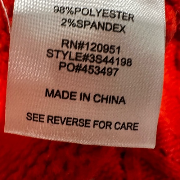 NWT Pink Rose Bright Orange Full Zip Cable Knit Collared Bell Sleeve Sweater. - Picture 11 of 12